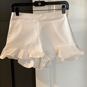 White Ruffled Shorts